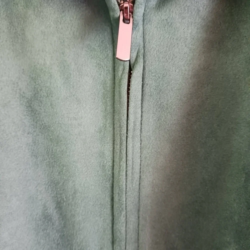 Women's Microsuede Zip-Front Jacket, Appleseed's, size XL, Forest‎ Green - Picture 6 of 9